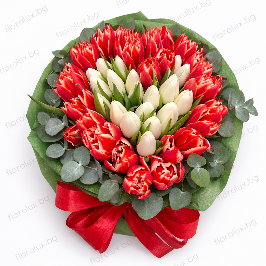 Букет „Heart of Love“ – Лалета във форма на сърце - Image 4