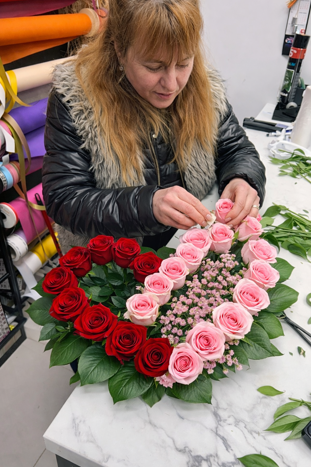 Романтична аранжировка „Сърце от рози Амон“ - Image 4